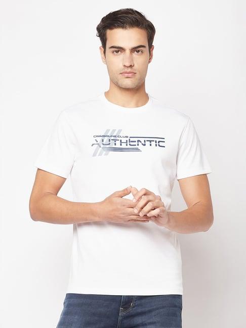 crimsoune club white regular fit printed crew t-shirt