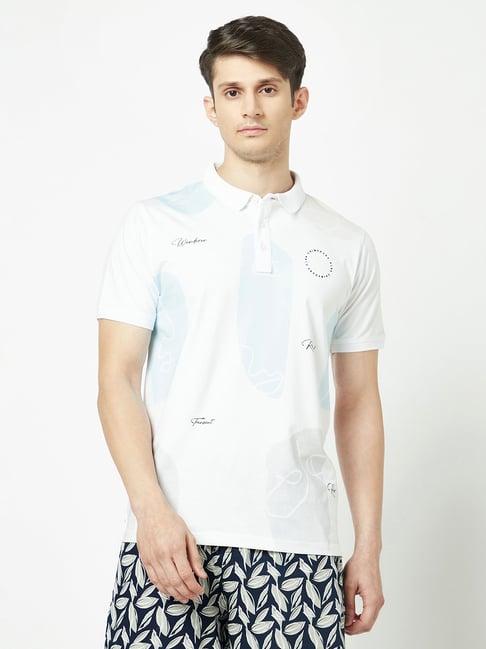 crimsoune club white regular fit printed polo t-shirt