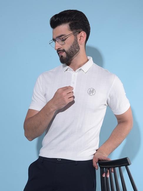 crimsoune club white slim fit striped polo t-shirt