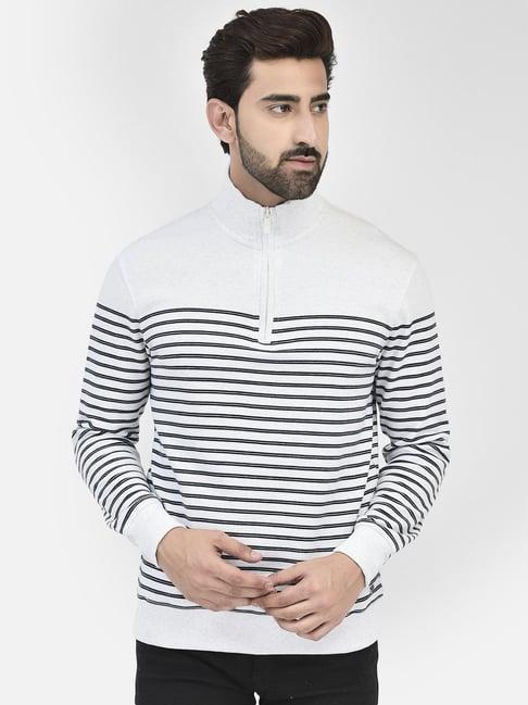 crimsoune club white slim fit striped sweatshirt