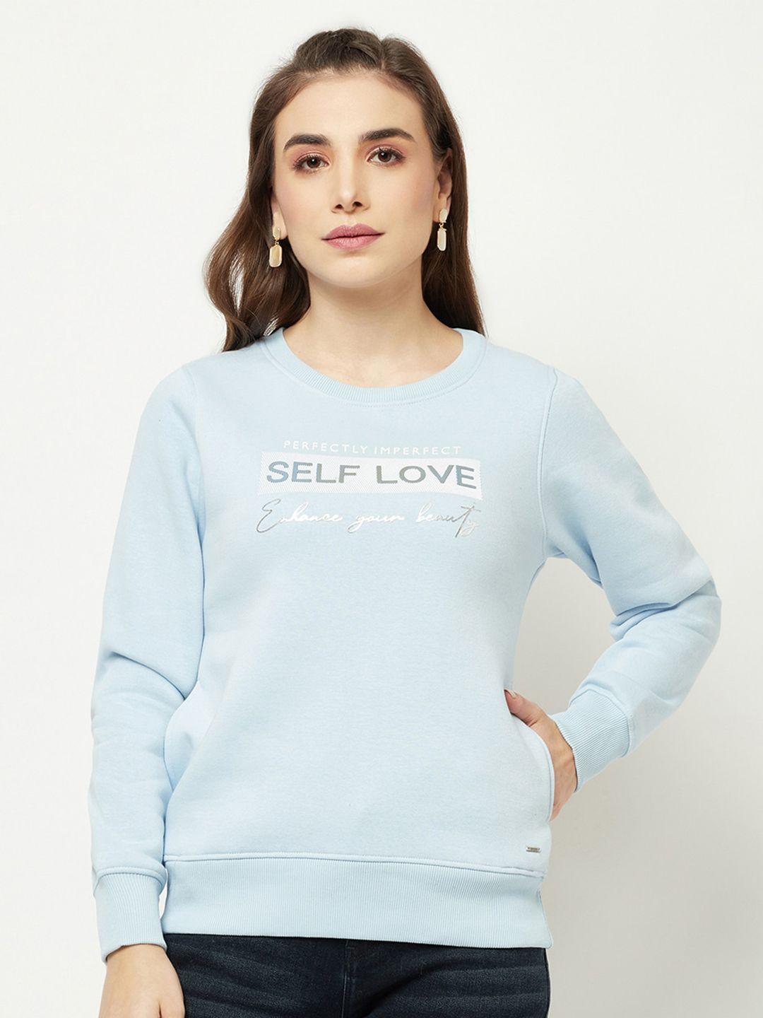 crimsoune club women blue printed sweatshirt