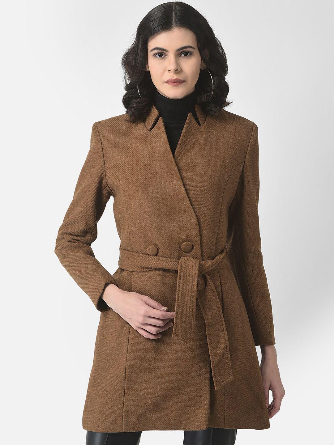 crimsoune club women double-breasted overcoat with belt
