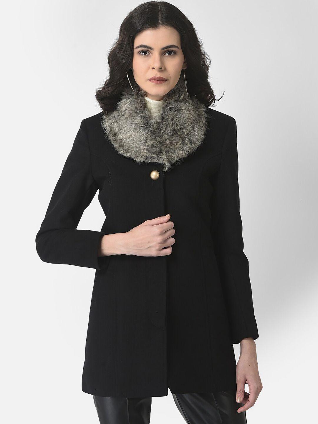 crimsoune club women fur neck overcoat