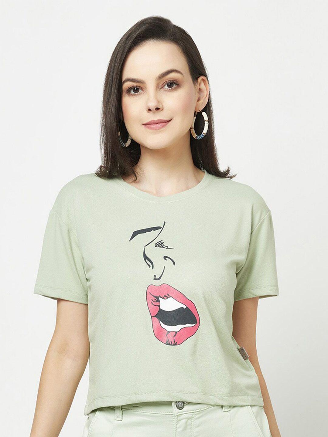 crimsoune club women graphic printed drop-shoulder sleeves t-shirt