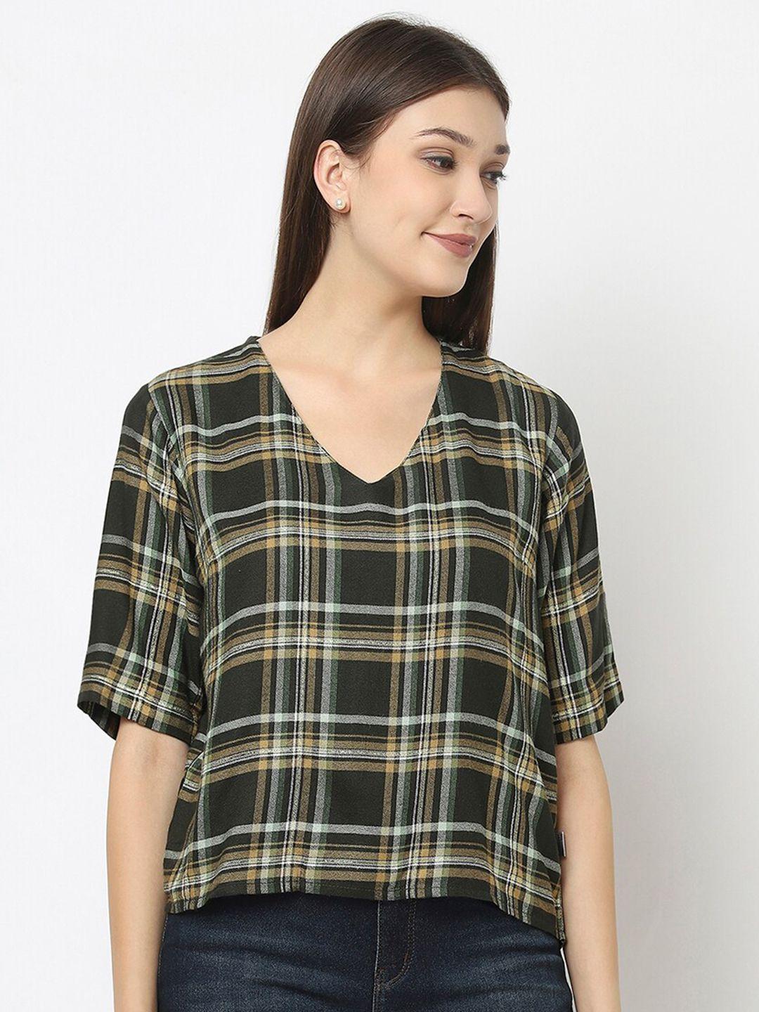 crimsoune club women green checked top