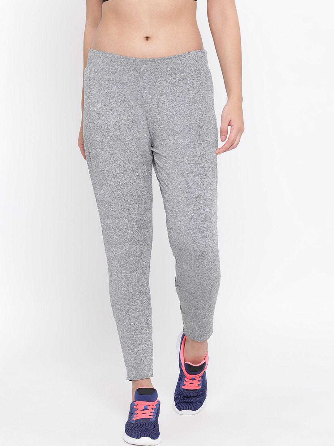 crimsoune club women grey melange solid slim-fit track pants