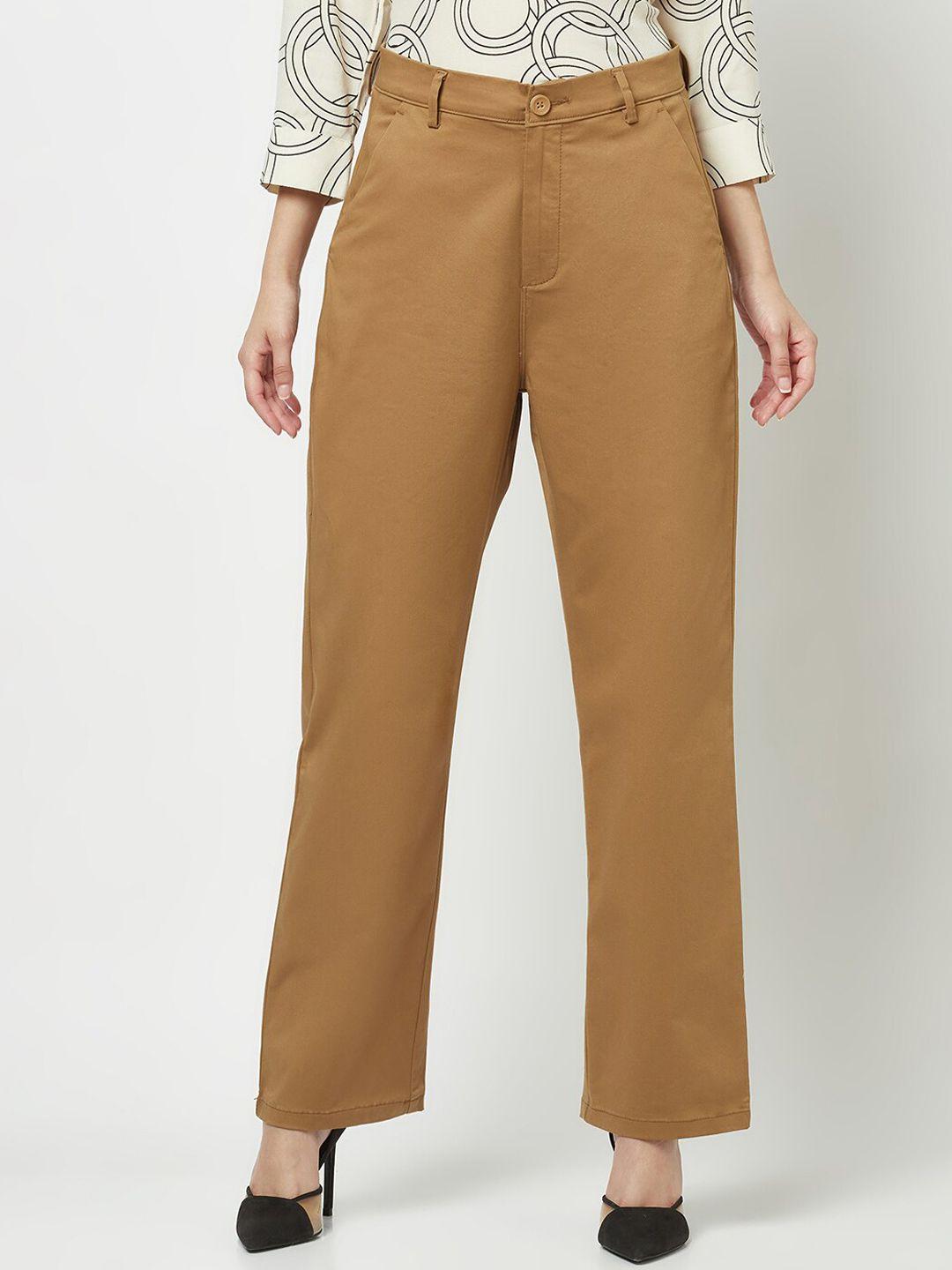 crimsoune club women mid-rise straight fit parallel trousers