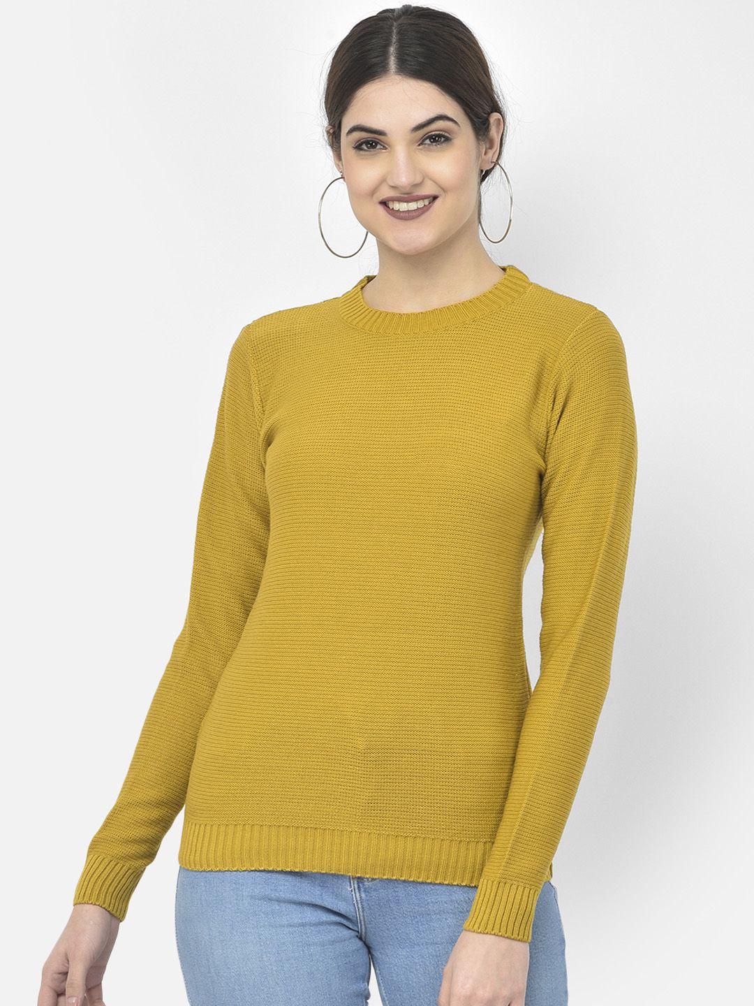 crimsoune club women mustard acrylic pullover