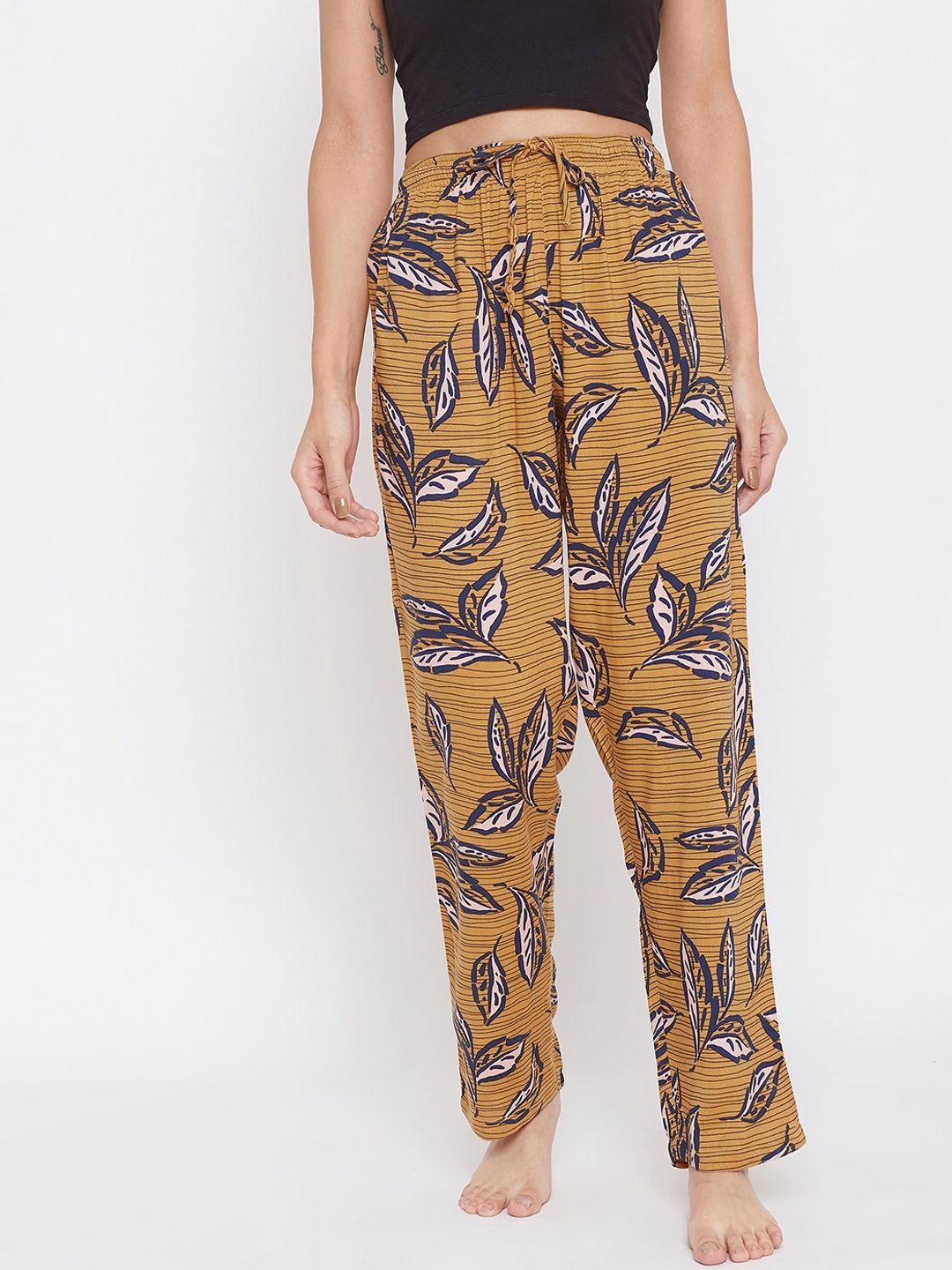 crimsoune club women mustard yellow printed lounge pants