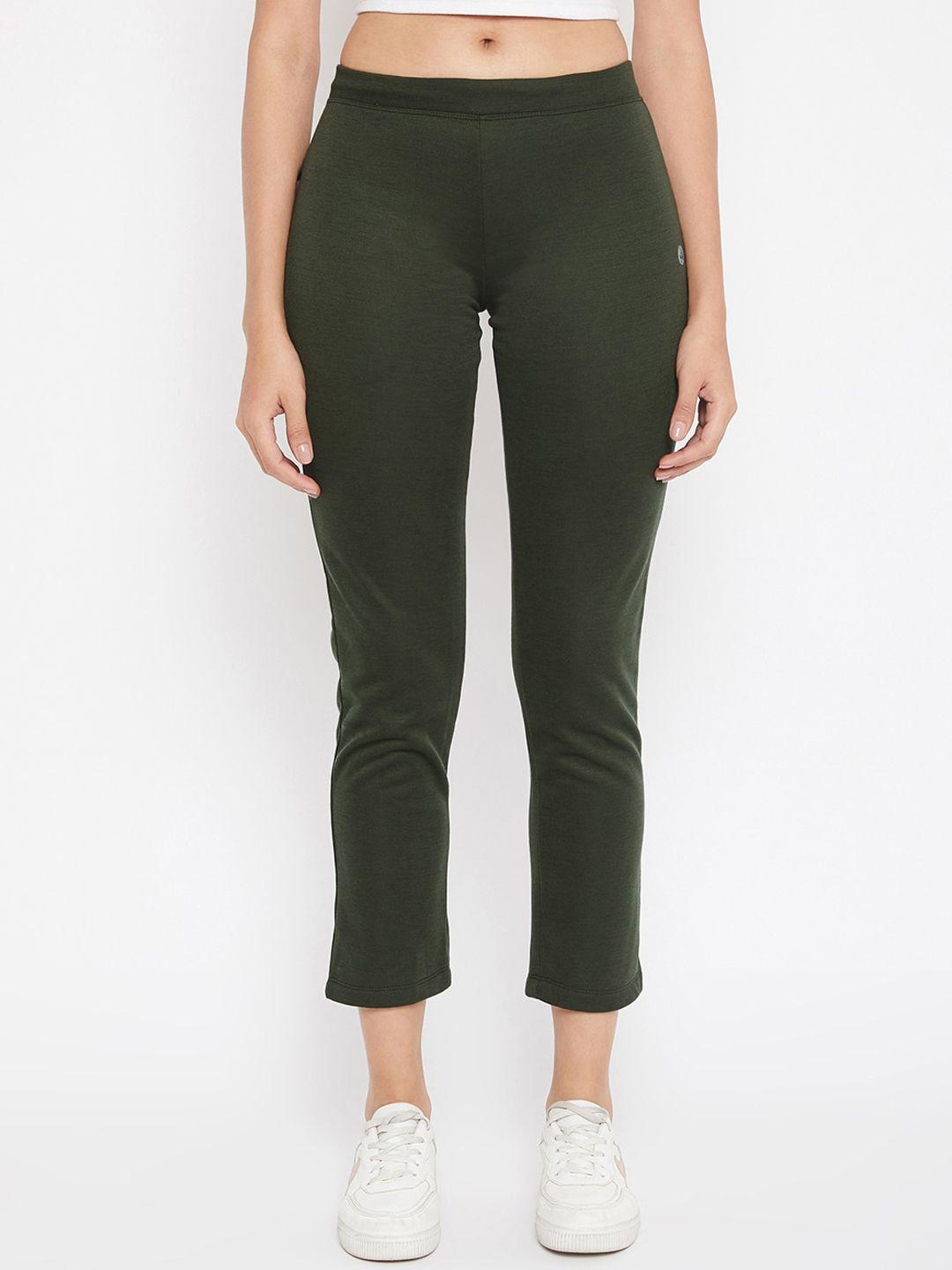 crimsoune club women olive solid slim-fit track pants