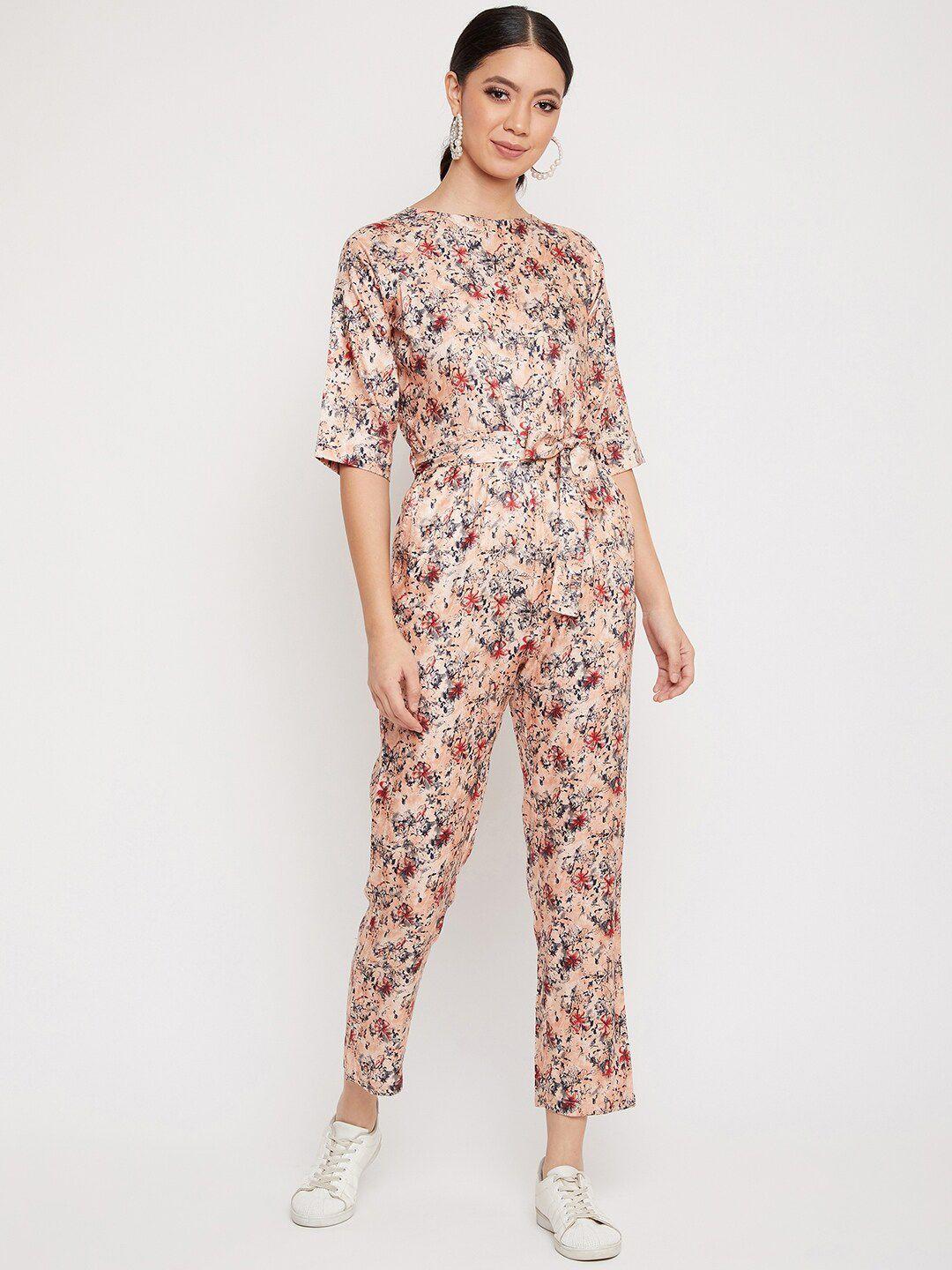 crimsoune club women orange printed basic jumpsuit