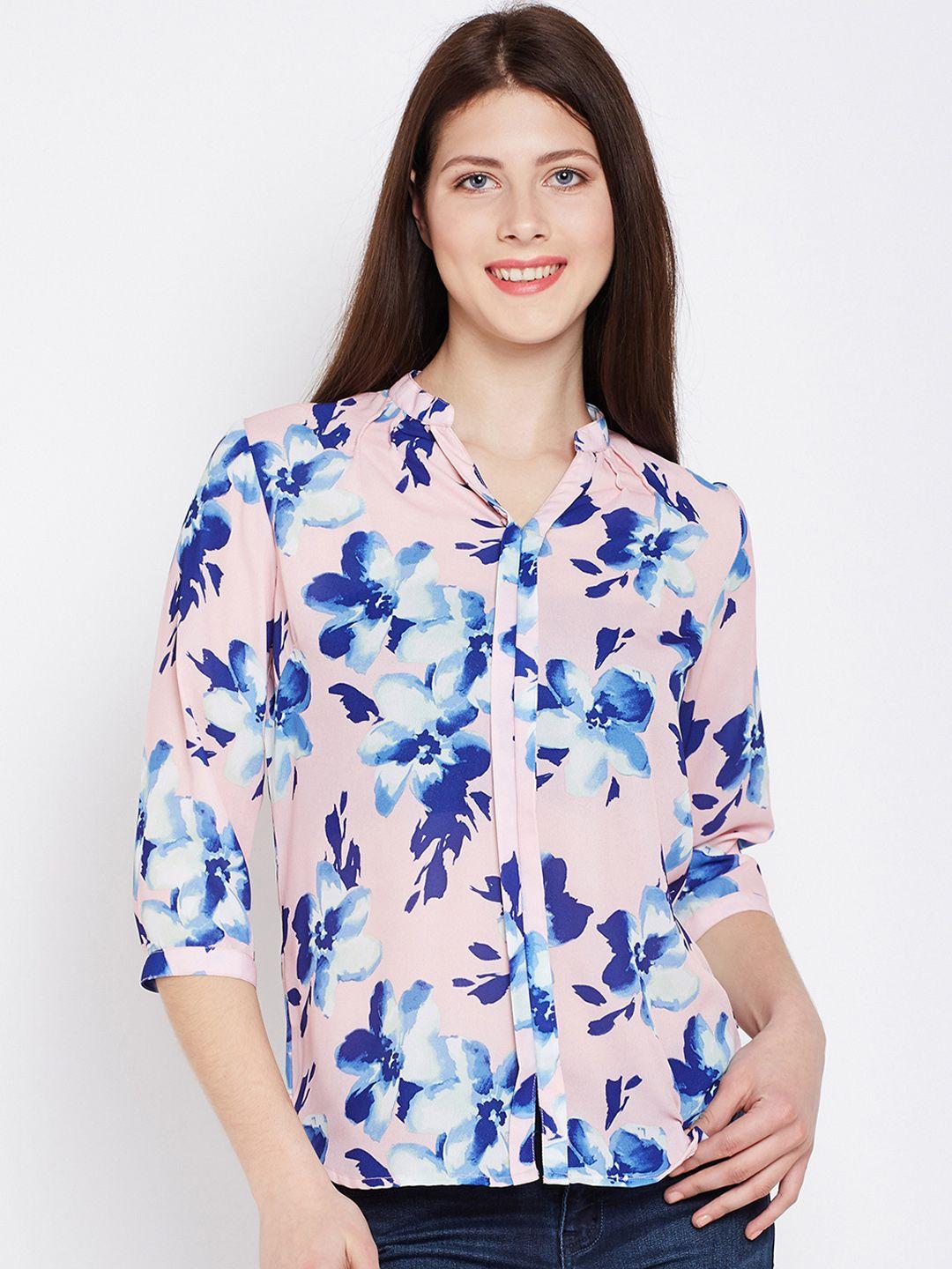 crimsoune club women pink printed shirt style top