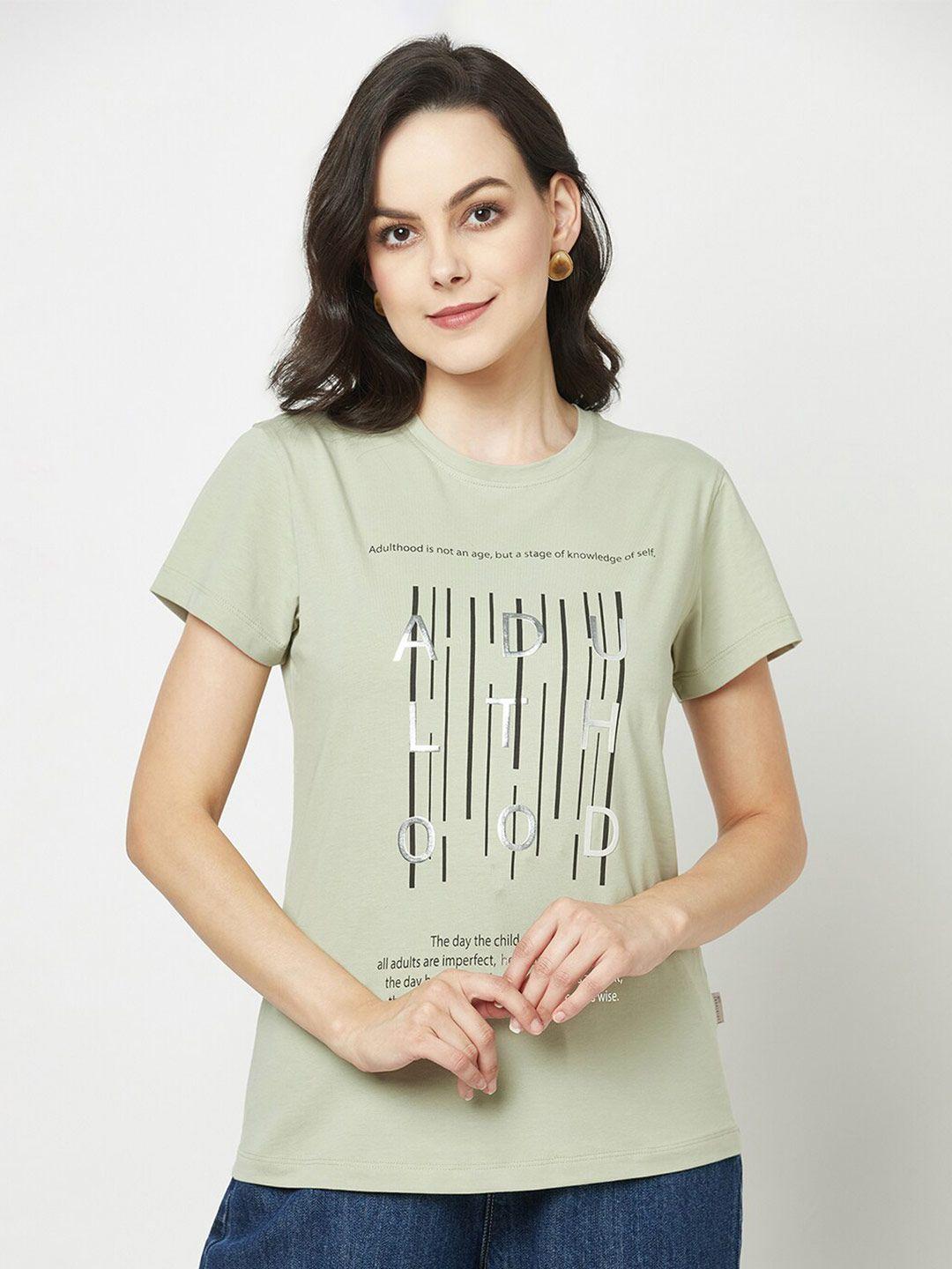 crimsoune club women typography printed casual t-shirt