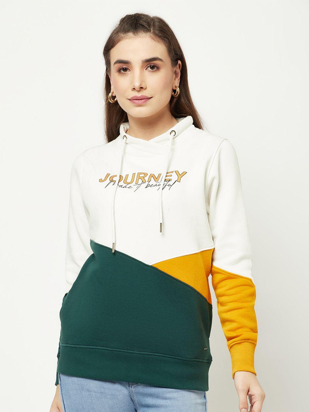 crimsoune club women white colourblocked sweatshirt