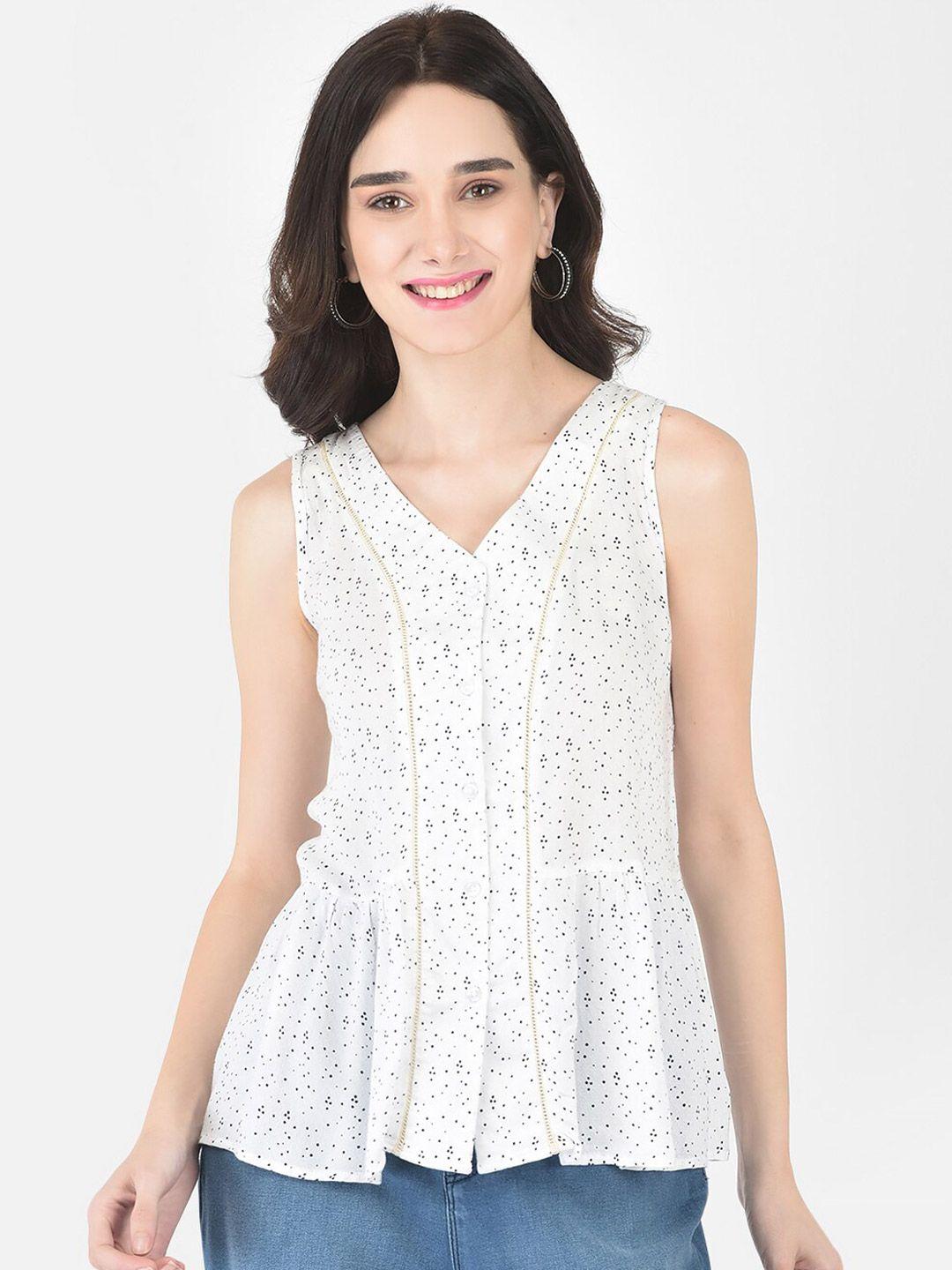 crimsoune club women white printed peplum top