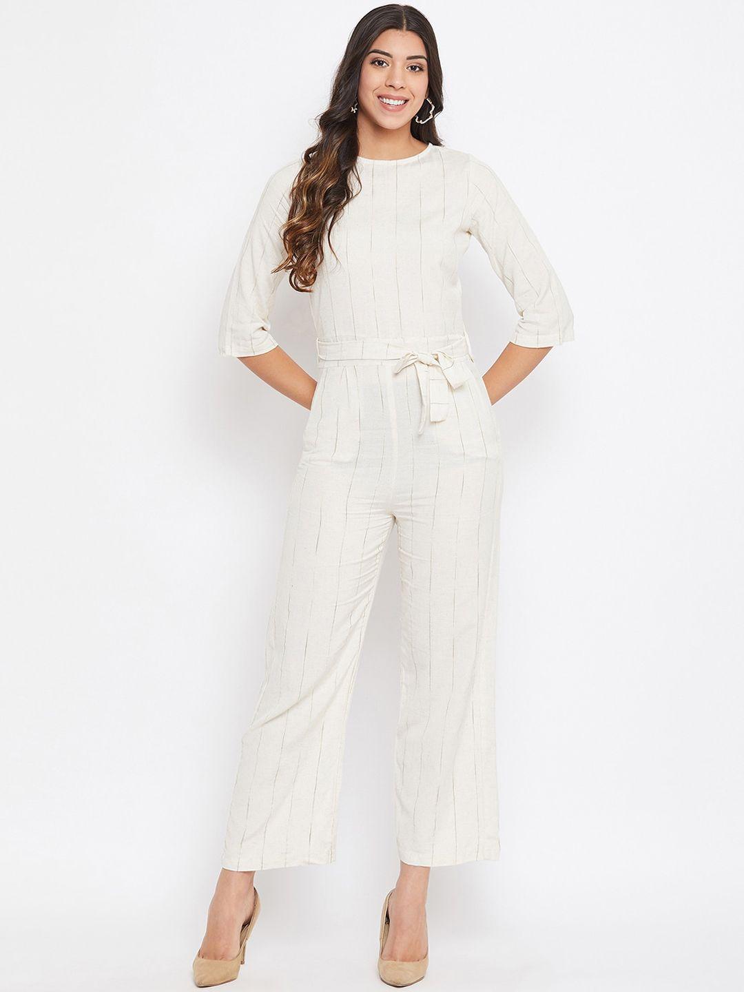 crimsoune club women white striped basic jumpsuit