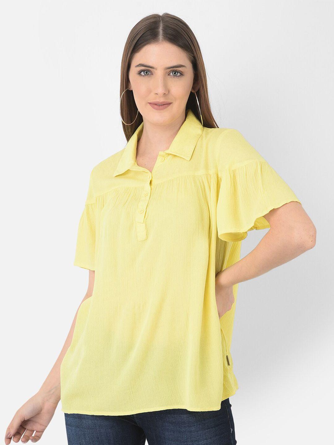 crimsoune club women yellow shirt style top