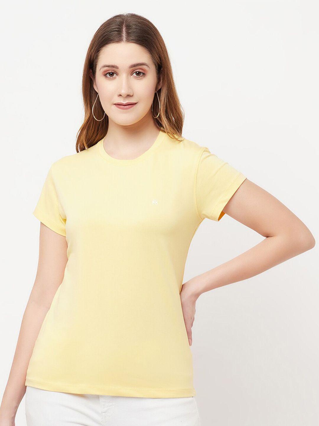 crimsoune club women yellow slim fit outdoor t-shirt