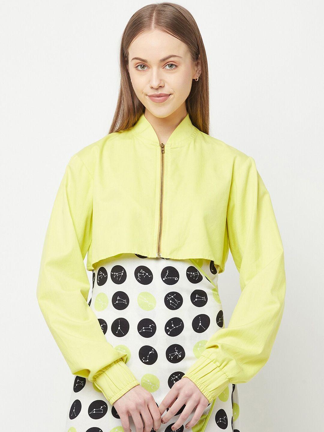 crimsoune club x nikhil thampi women fluorescent green cropped bolero jacket