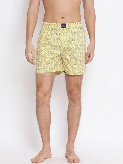 crimsoune club yellow cotton slim fit printed boxers