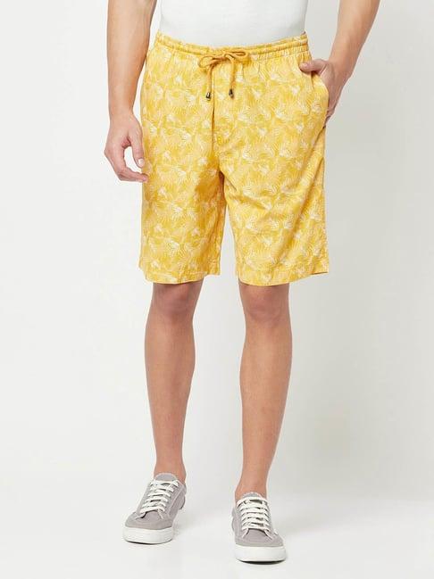 crimsoune club yellow regular fit cotton shorts