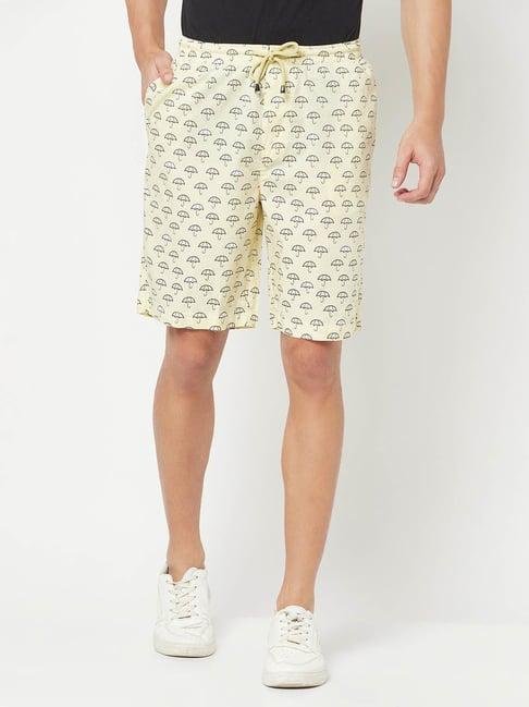 crimsoune club yellow regular fit cotton shorts