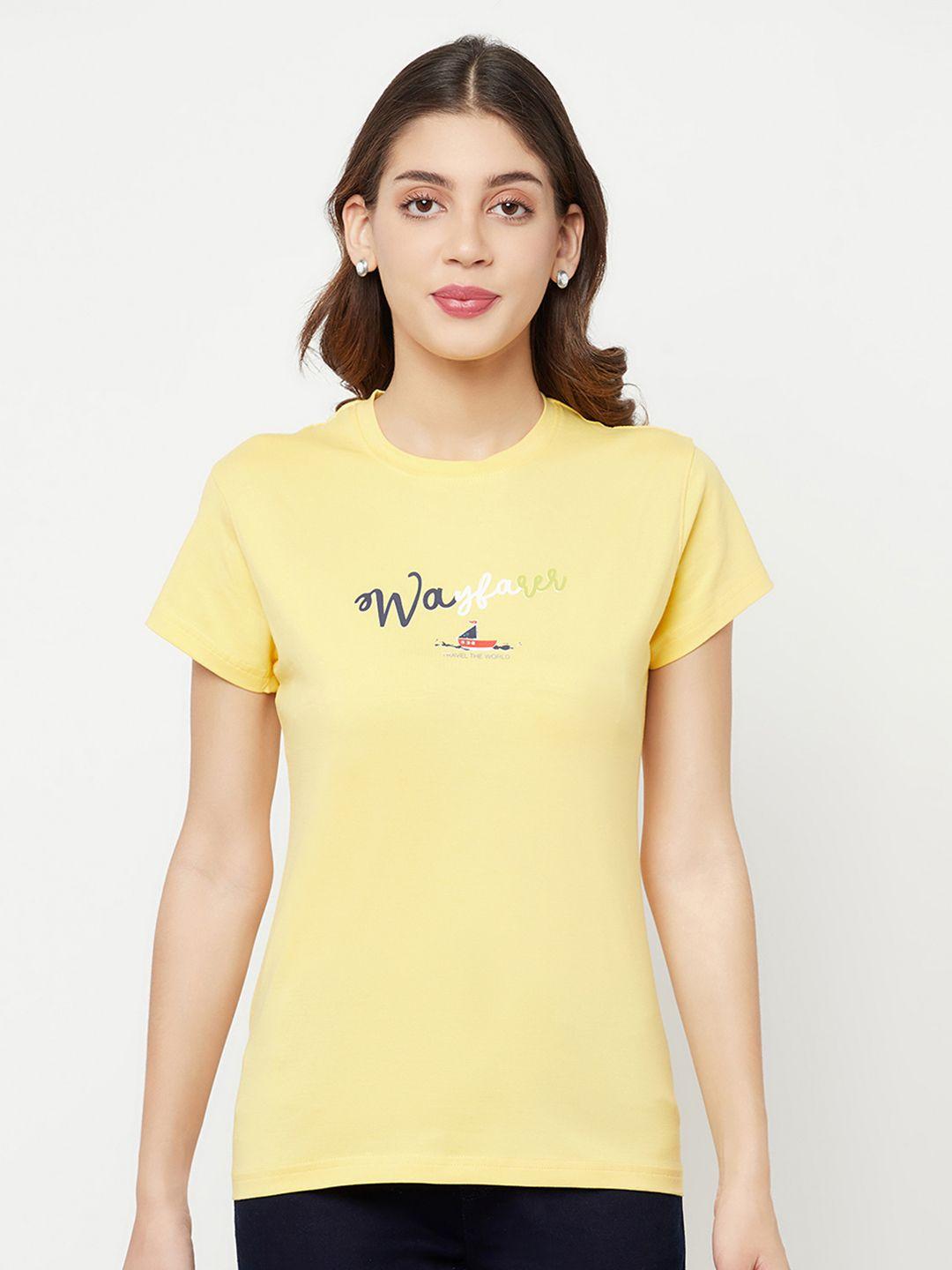 crimsoune club yellow typography printed slim fit t-shirt