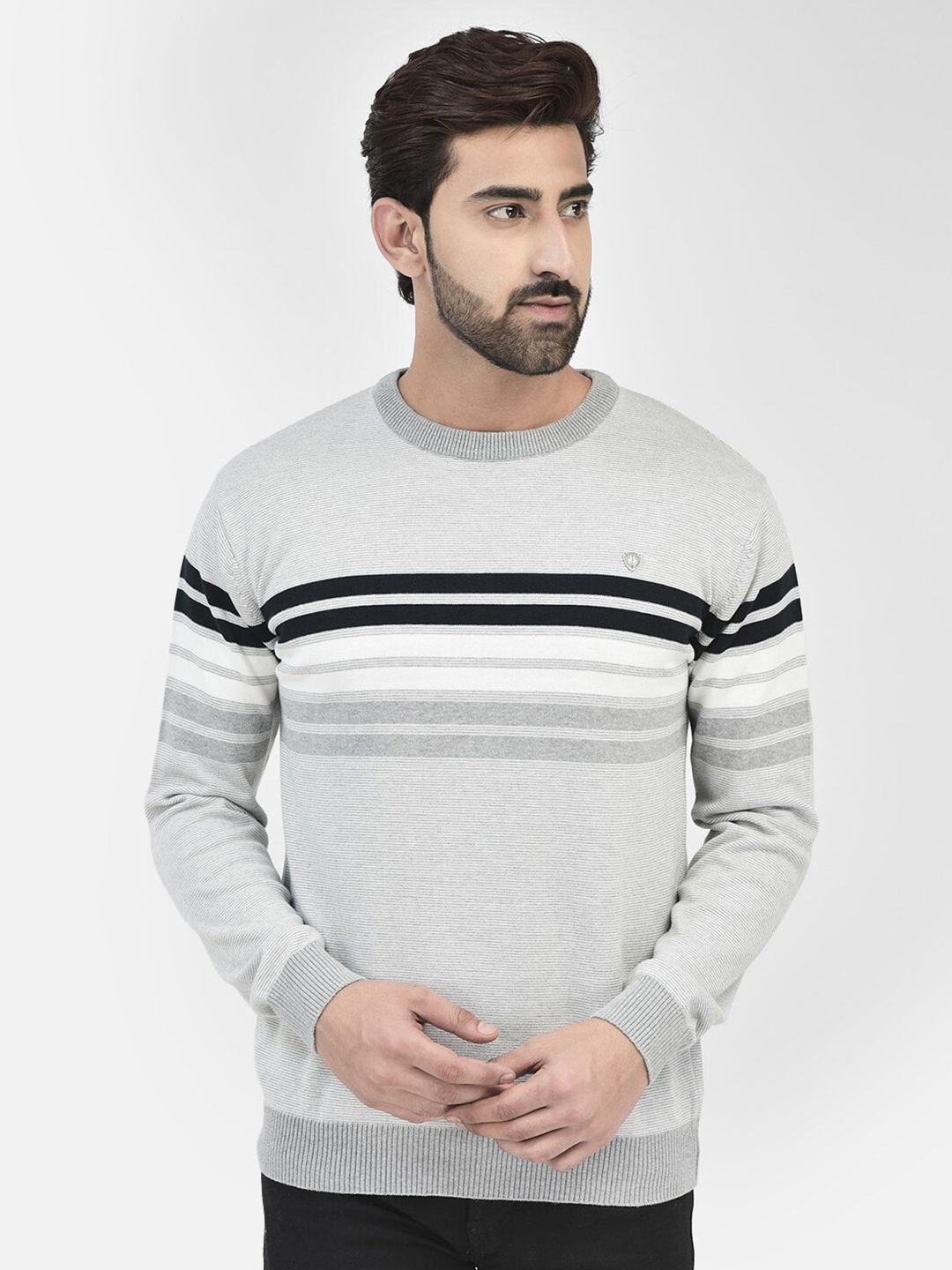 crimsoune striped ribbed cotton pullover sweater