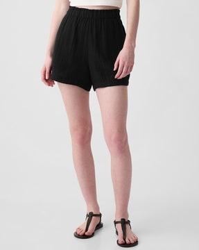 crinkle gauze regular fit pull on shorts