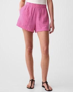 crinkle gauze regular fit pull on shorts