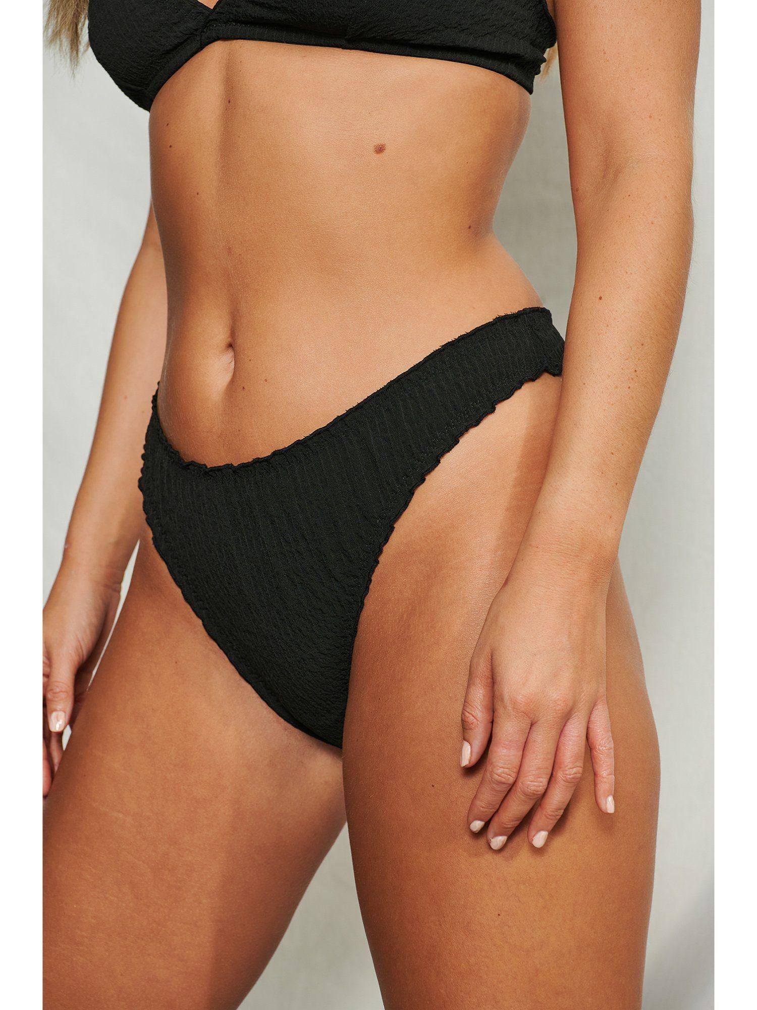 crinkle mid rise brief - black