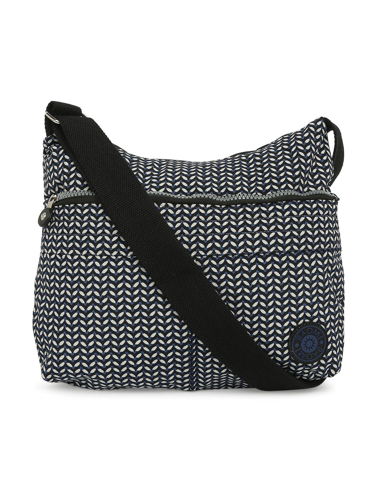 crinkle range black & white color soft case nylon sling bag - ba-1907031013