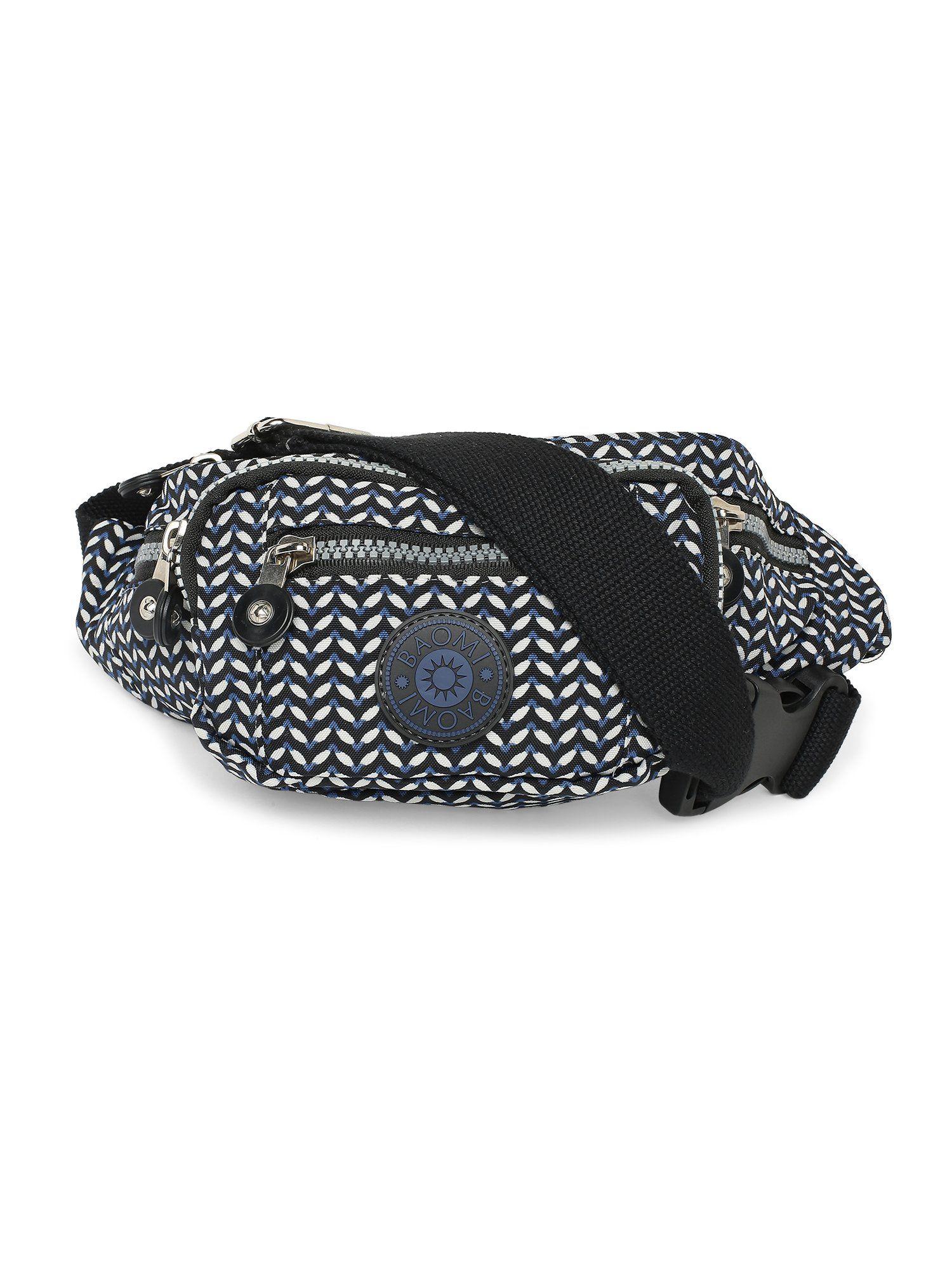 crinkle range black & white color soft case nylon waist bag - ba-787041013