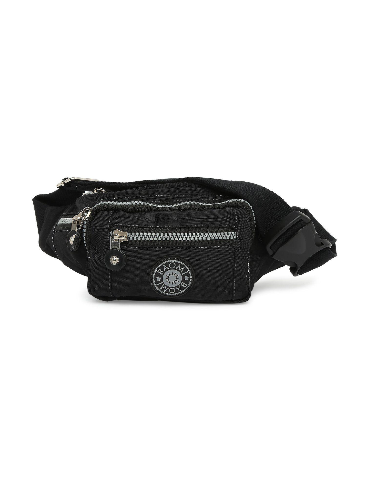 crinkle range black color soft case nylon waist bag