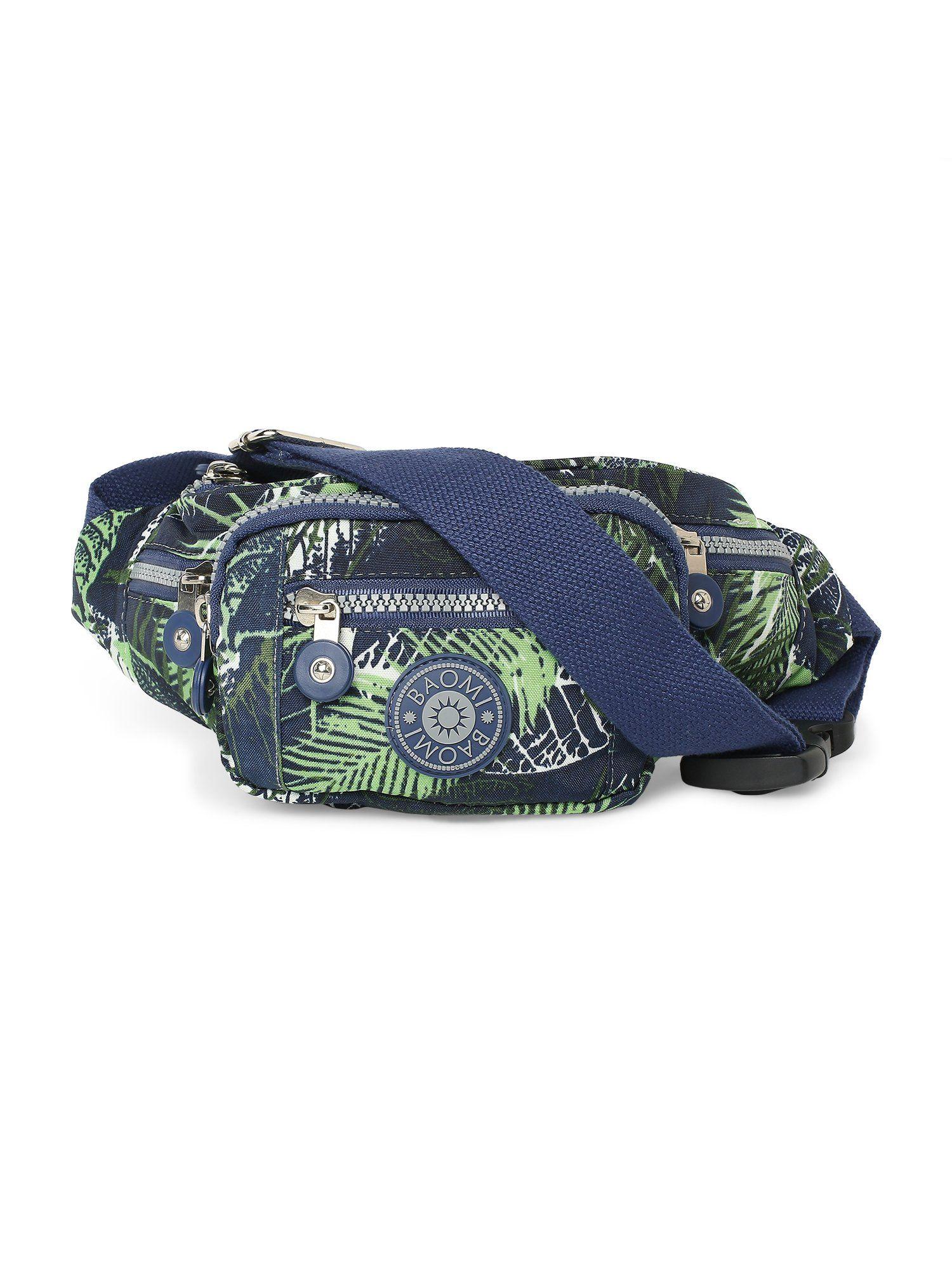 crinkle range blue & green color soft case nylon waist bag - ba-787041016