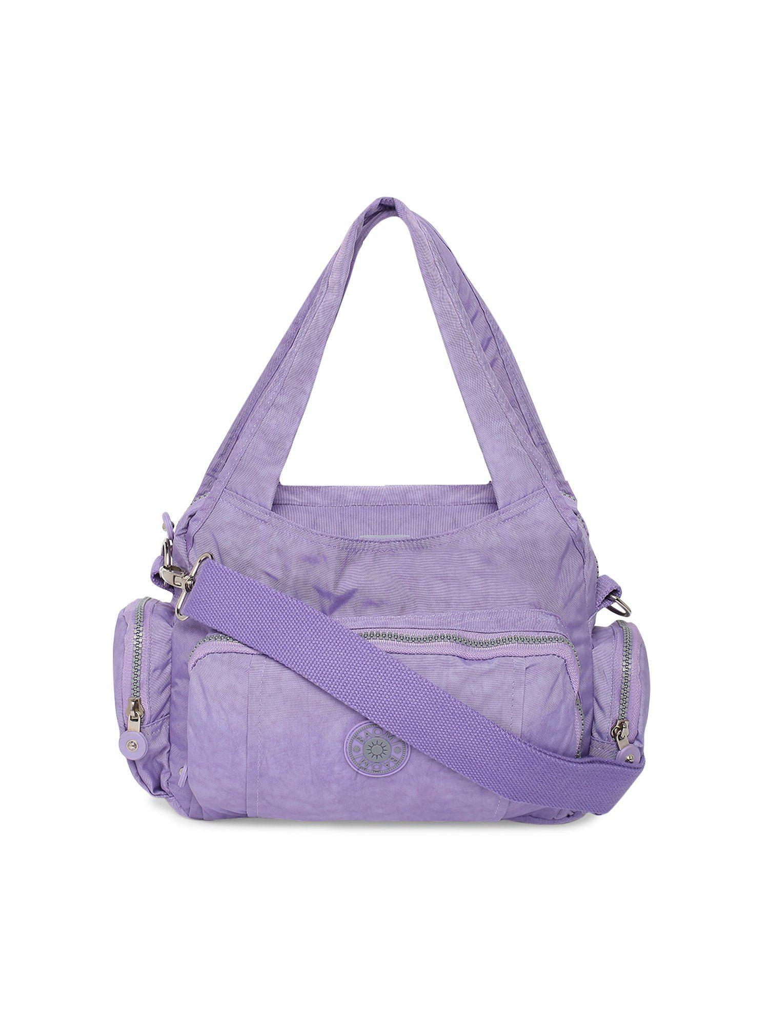 crinkle range light purple color soft case nylon handbag