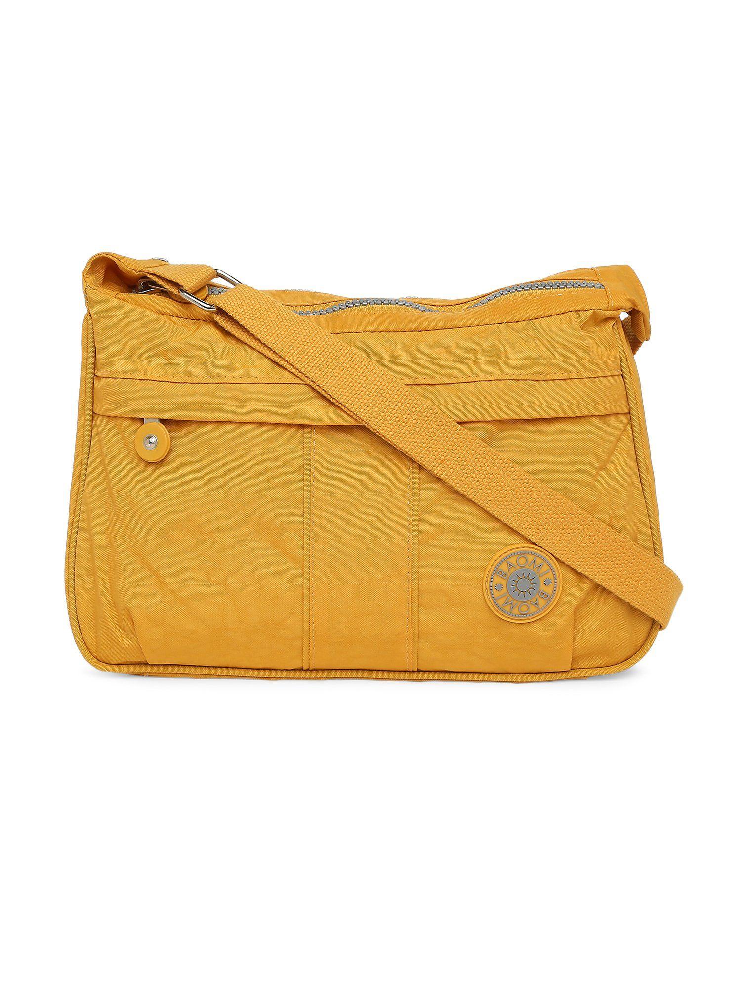 crinkle range yellow color soft case nylon shoulder bag