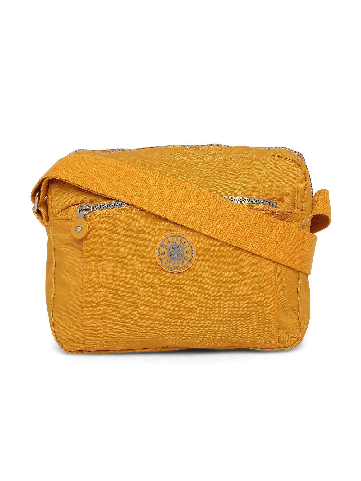 crinkle range yellow color soft case nylon shoulder bag