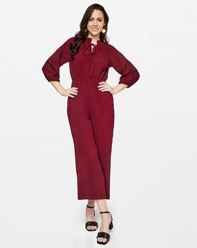 crinkled jumpsuit with tie-up