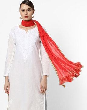 crinkled dupatta with tassels