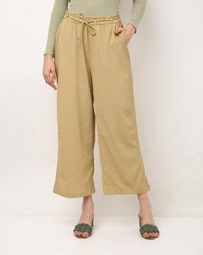 crinkled high-rise culottes with belt