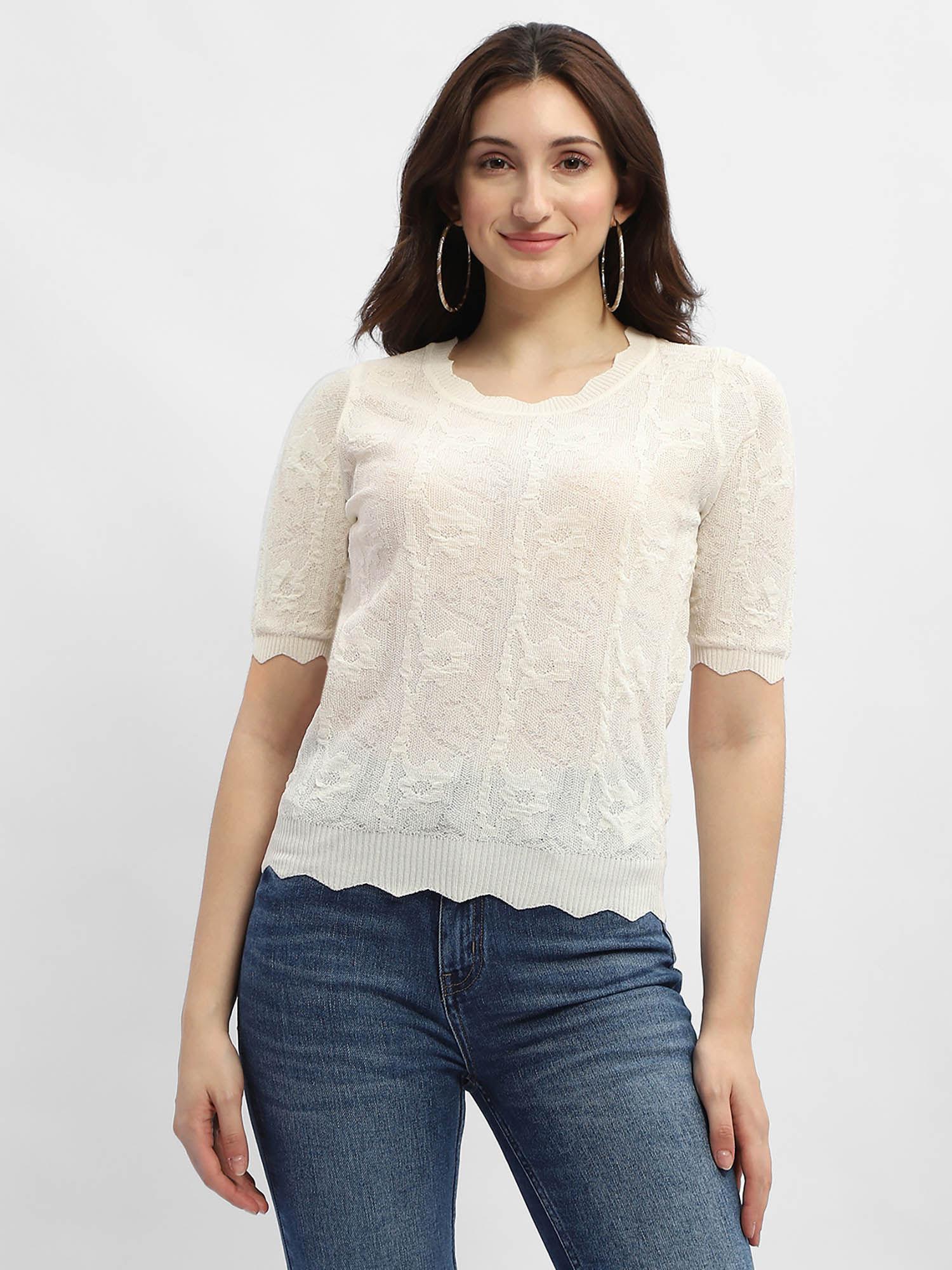 crinkled off white sheer top