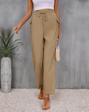 crinkled relaxed fit trousers