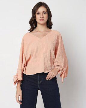 crinkled v-neck top