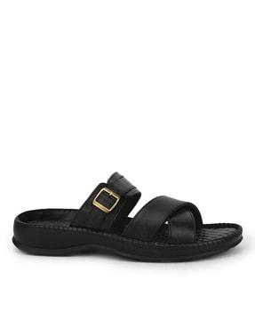 criss-cross slides with buckle closure