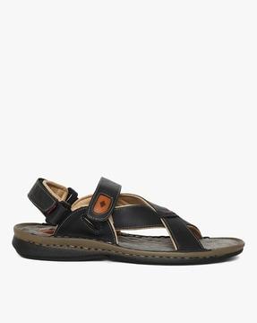 criss-cross strap sandals with velcro fastening