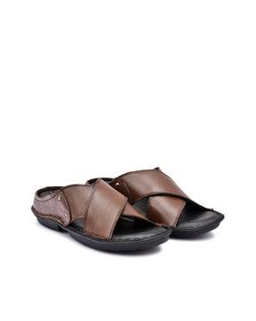 criss-cross strap slip-on sandals