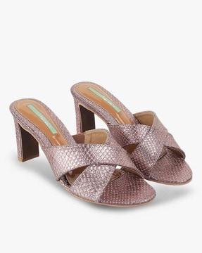 criss-cross chunky heeled sandals