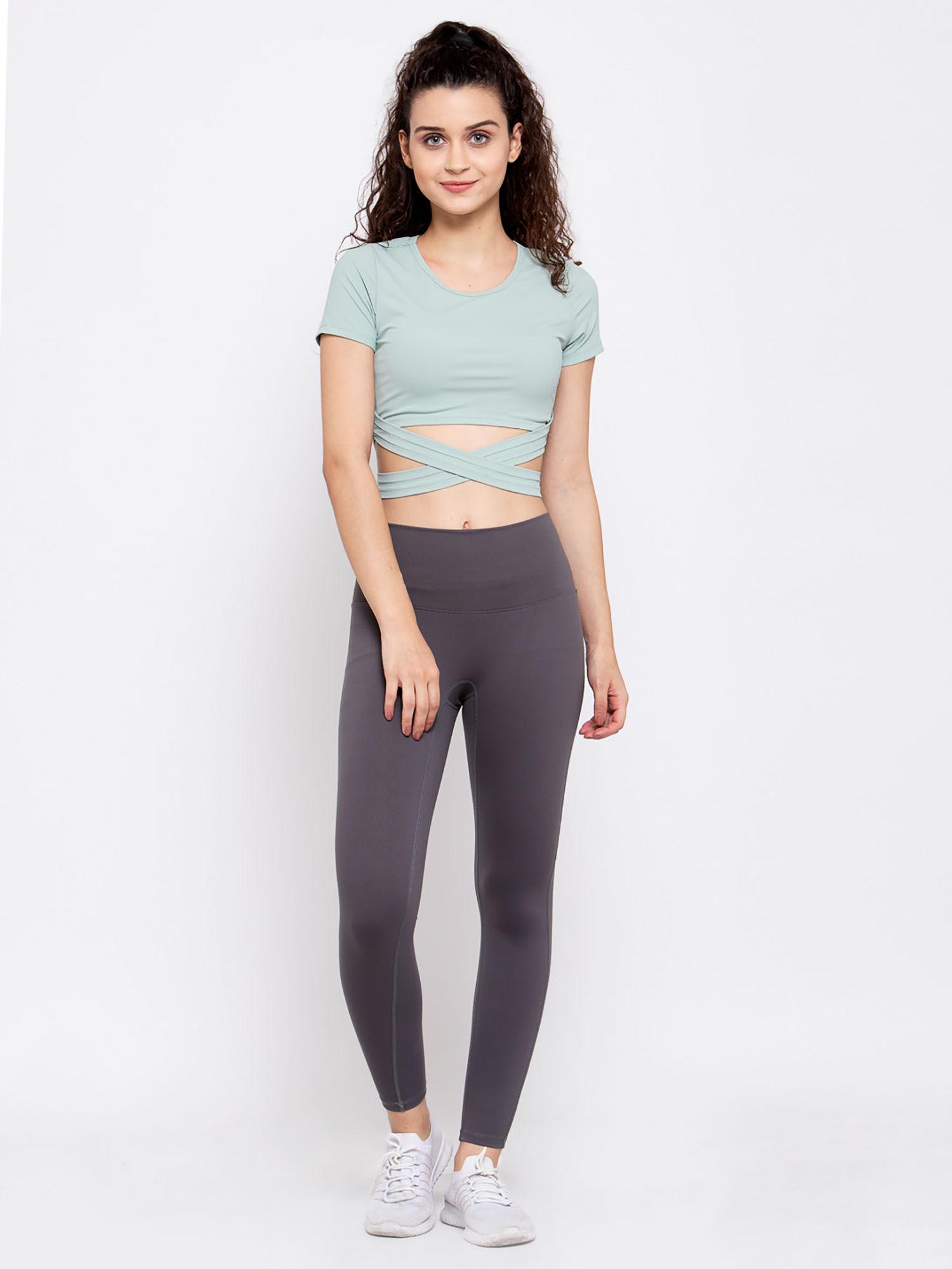 criss cross crop top with legging yoga (set of 3)