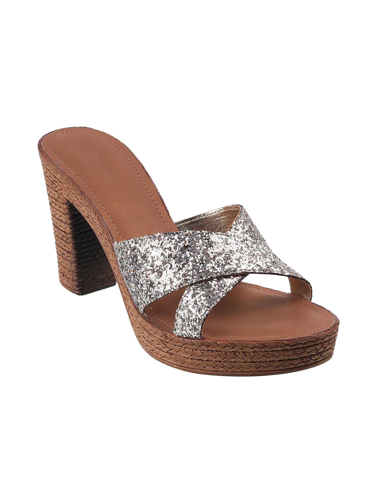 criss cross glitter brown heels